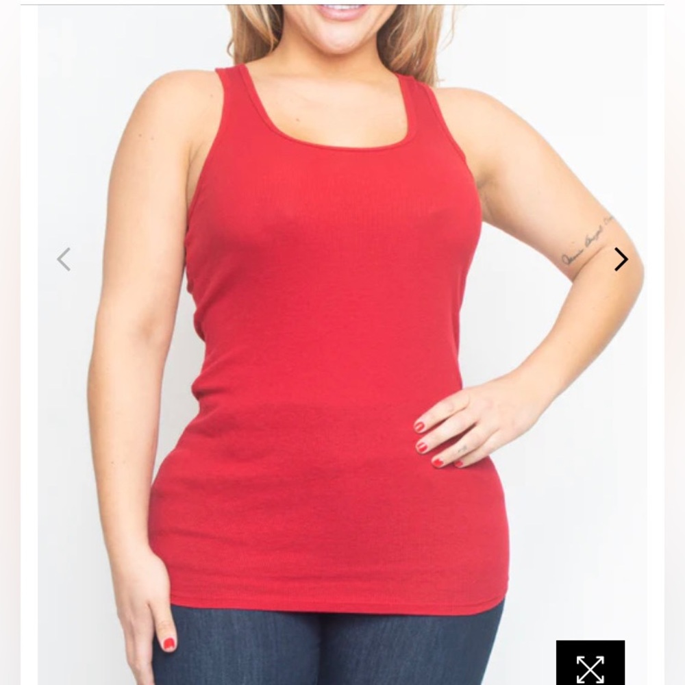 NWOT Body Basics Plus Size Sleeveless Red Racer Back Scoop Neck Cotton Tank Top